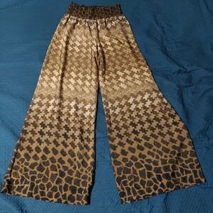 New Directions Black and Gold Textured Palazzo Pants